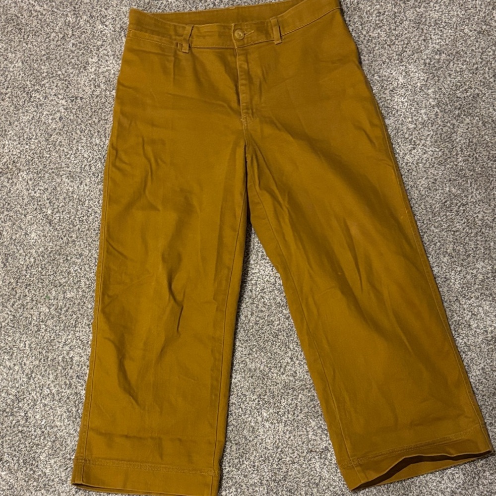 Mustard Baggy Wide-Leg Pants